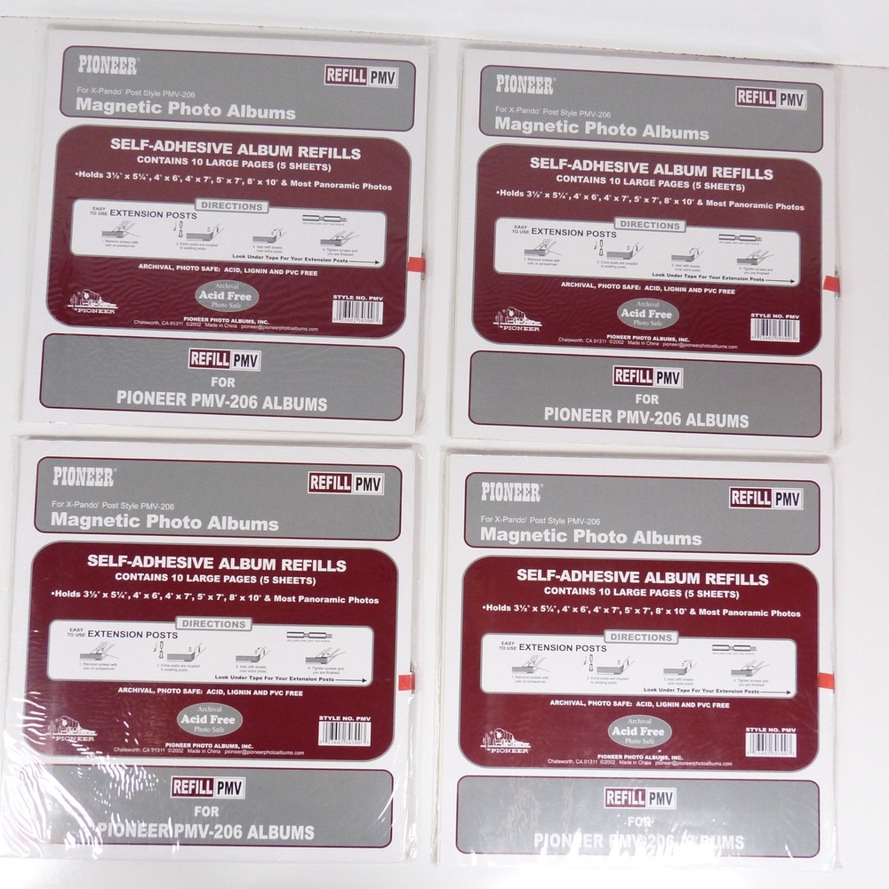 LOT OF 4 Packages Pioneer Magnetic Photo Album REFILL Pages X Pando PMV 206